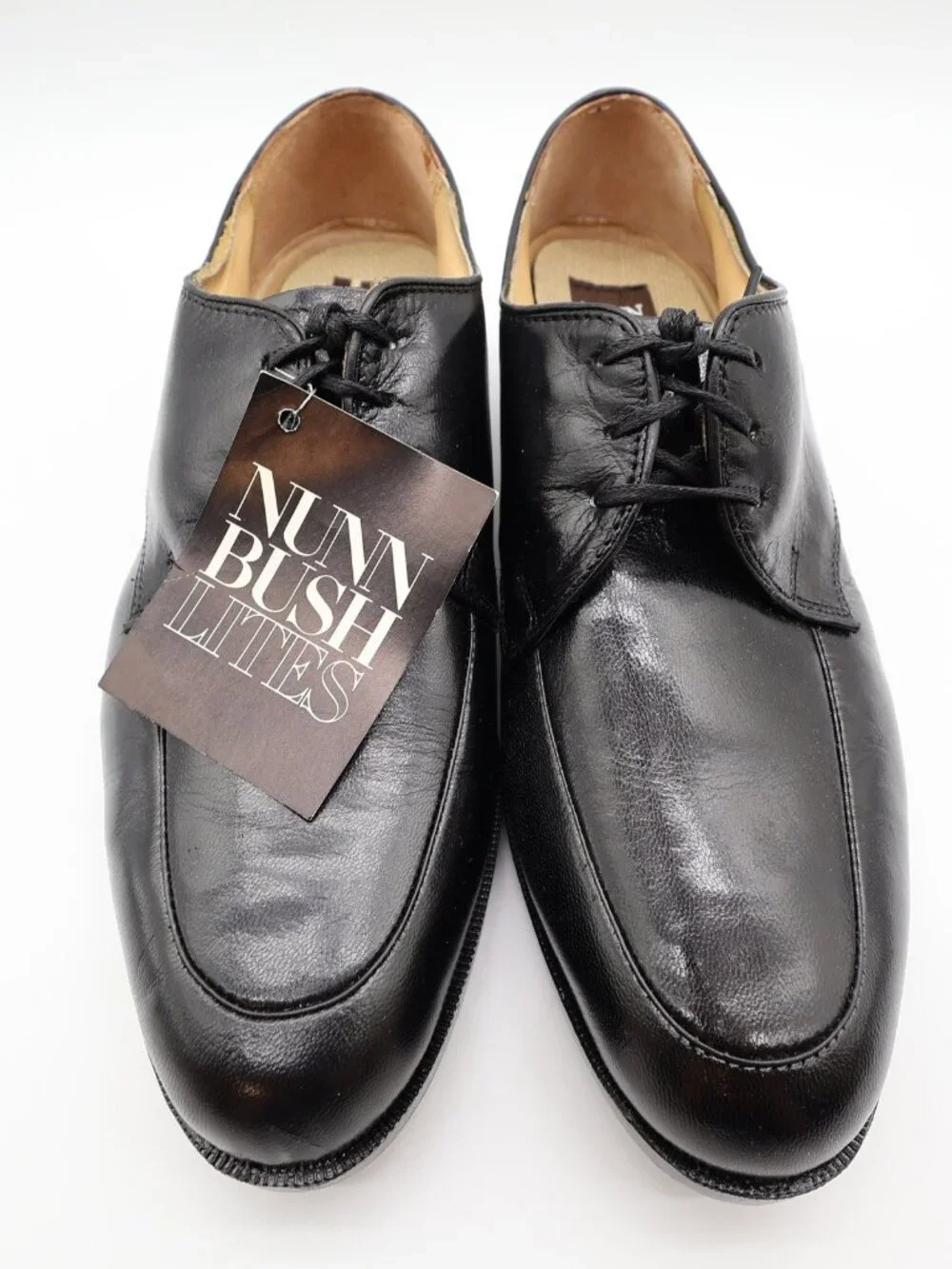 Nunn Bush Apron Toe Oxford Dress Shoes Mens 8 Black Leather Vintage NOS